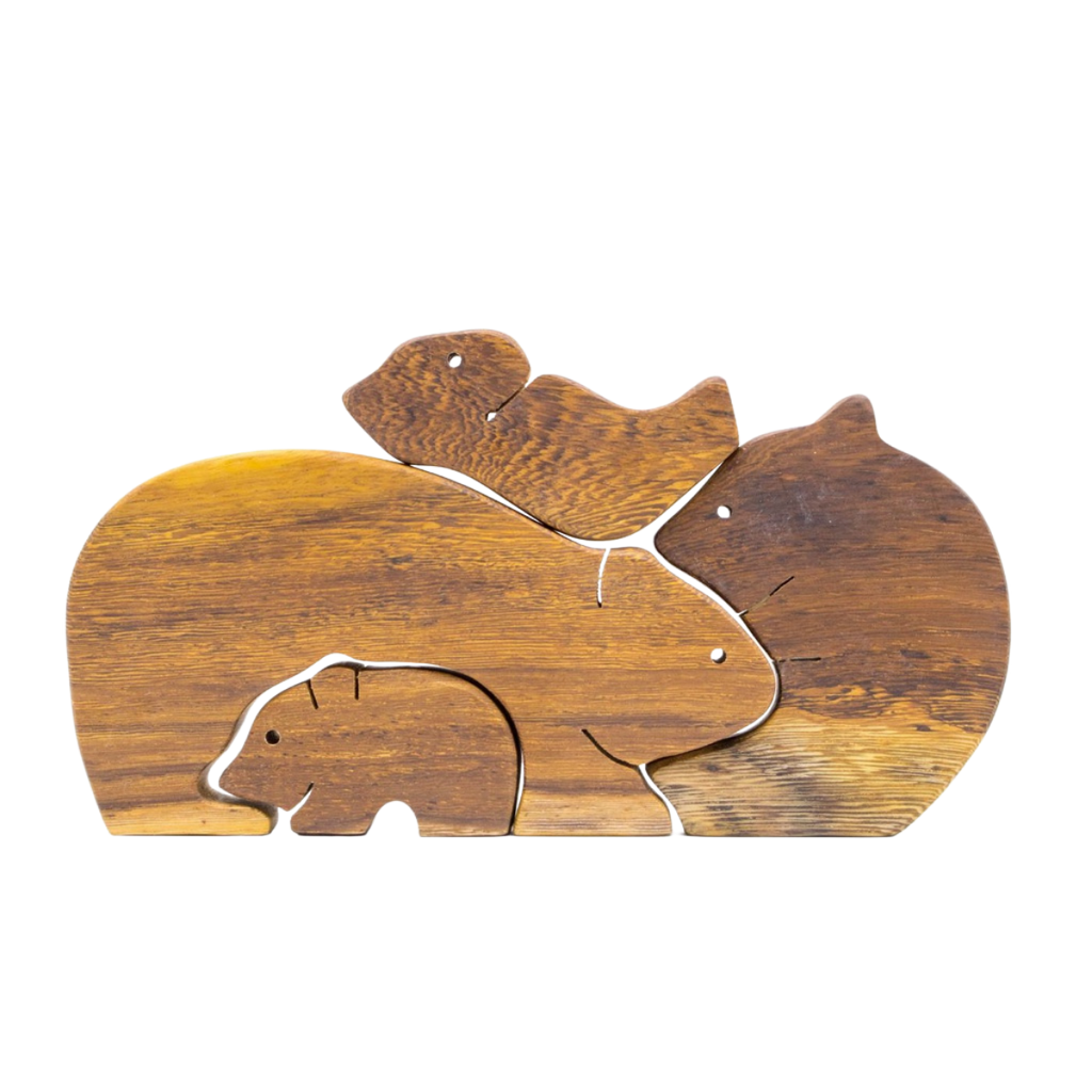 Bear Family Wooden Puzzle – Montessori Educational Toy (Age 2+)