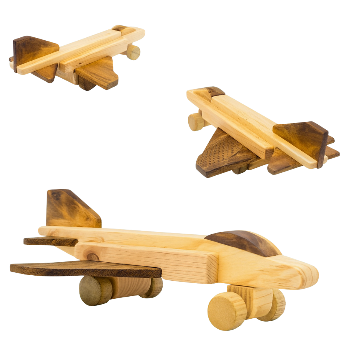 Wooden Fighter Plane – Montessori Vehicle Toy (Age 2+)