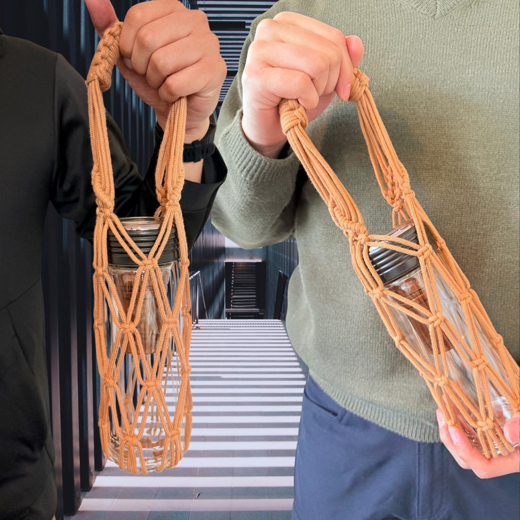 Handmade Macrame Bottle Holder - Tumbler Carrier – Fit 300ml–1L | Eco Reusable Carrier | AU stock