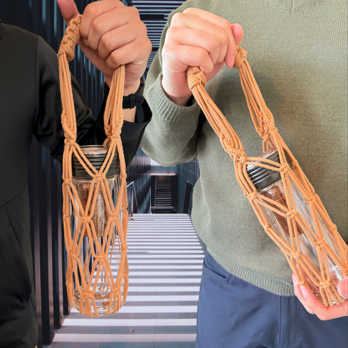 Handmade Macrame Bottle Holder - Tumbler Carrier – Fit 300ml–1L | Eco Reusable Carrier | AU stock