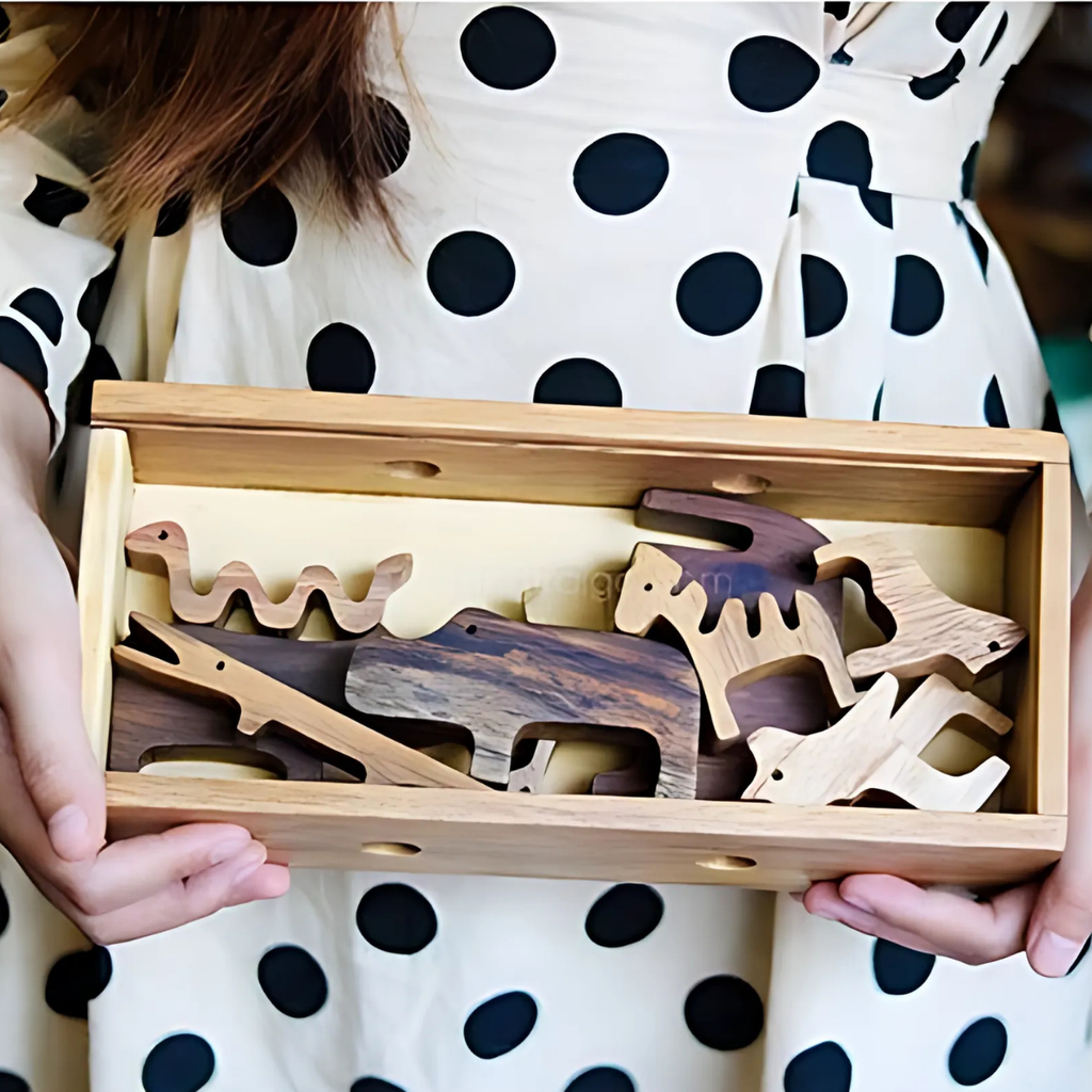Animal Balancing Wooden Blocks (Box included) – Montessori STEM Toy for Coordination & Problem Solving (Age 2+)