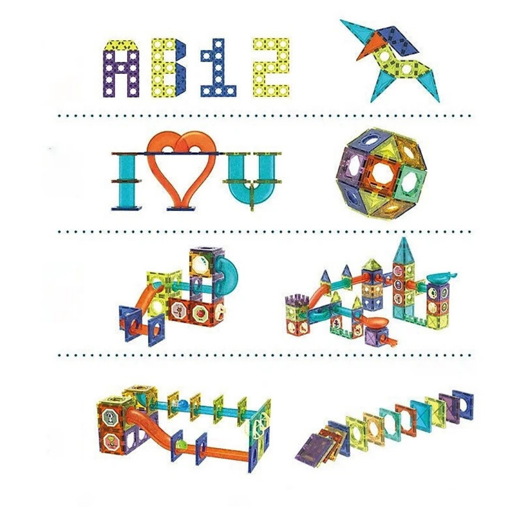 Colorful Magnetic Tile Set (Large - 73 pcs) STEM Educational Toys | Kids Birthday Christmas Gift