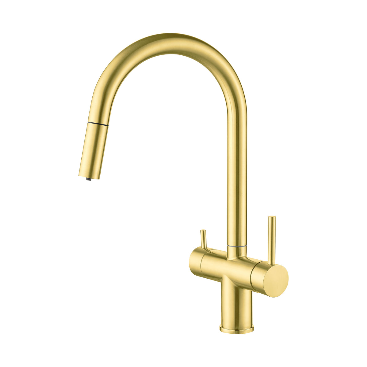 3 Way Mixer Tap Nickel Umbrella Style 360 Rotation + Pull Out Spout