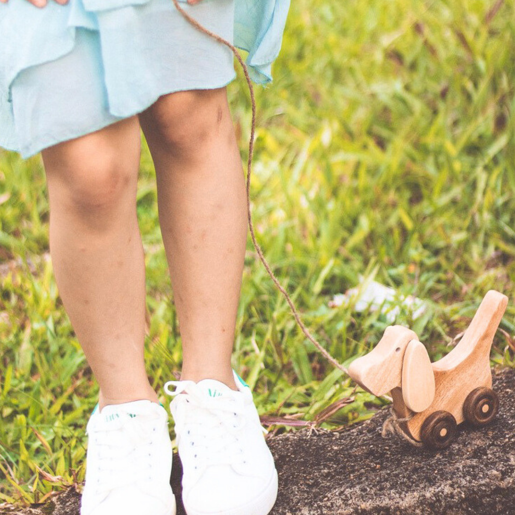 Ear-Flapping Wooden Dog – Montessori Roleplay Toy (Age 2+)