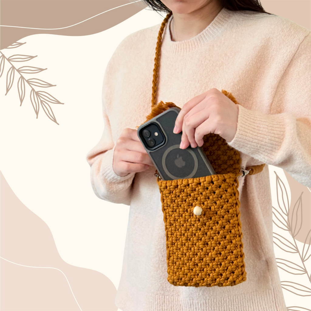 Macrame Crossbody Phone Bag Handmade – Fits 17 16 15 14 13 Pro Max, Galaxy Ultra