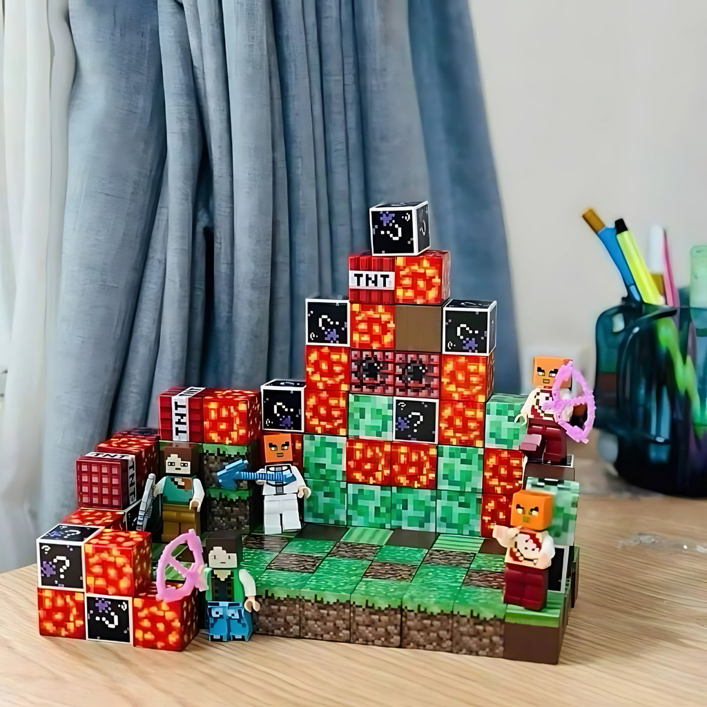 Magnetic Building Blocks (100/200/500 pcs) – Minecraft-Inspired STEM Toy for Creative Kids (Age 5+)