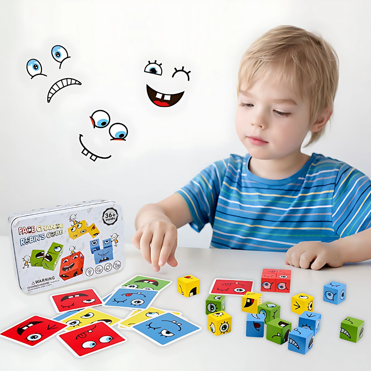 Face-Changing Cube Puzzle – Montessori Logic & Reaction Game for Kids (Age 3+)