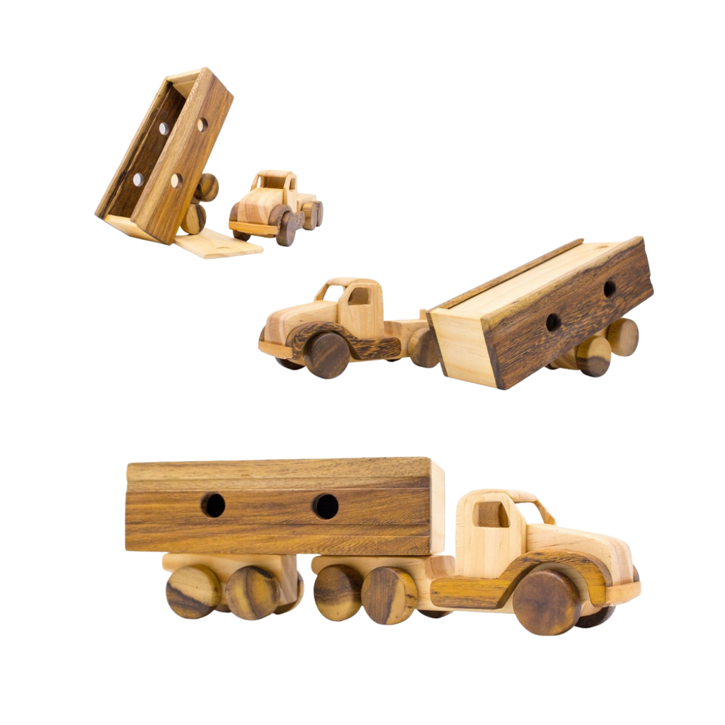 Wooden Container Truck – Montessori Vehicle Toy (Age 2+)
