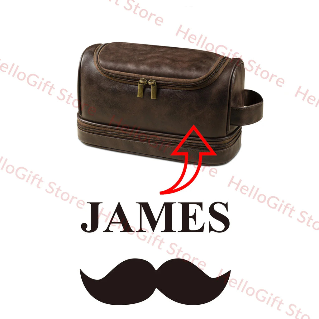 Personalized Waterproof Leather Travel Toiletry Organizer