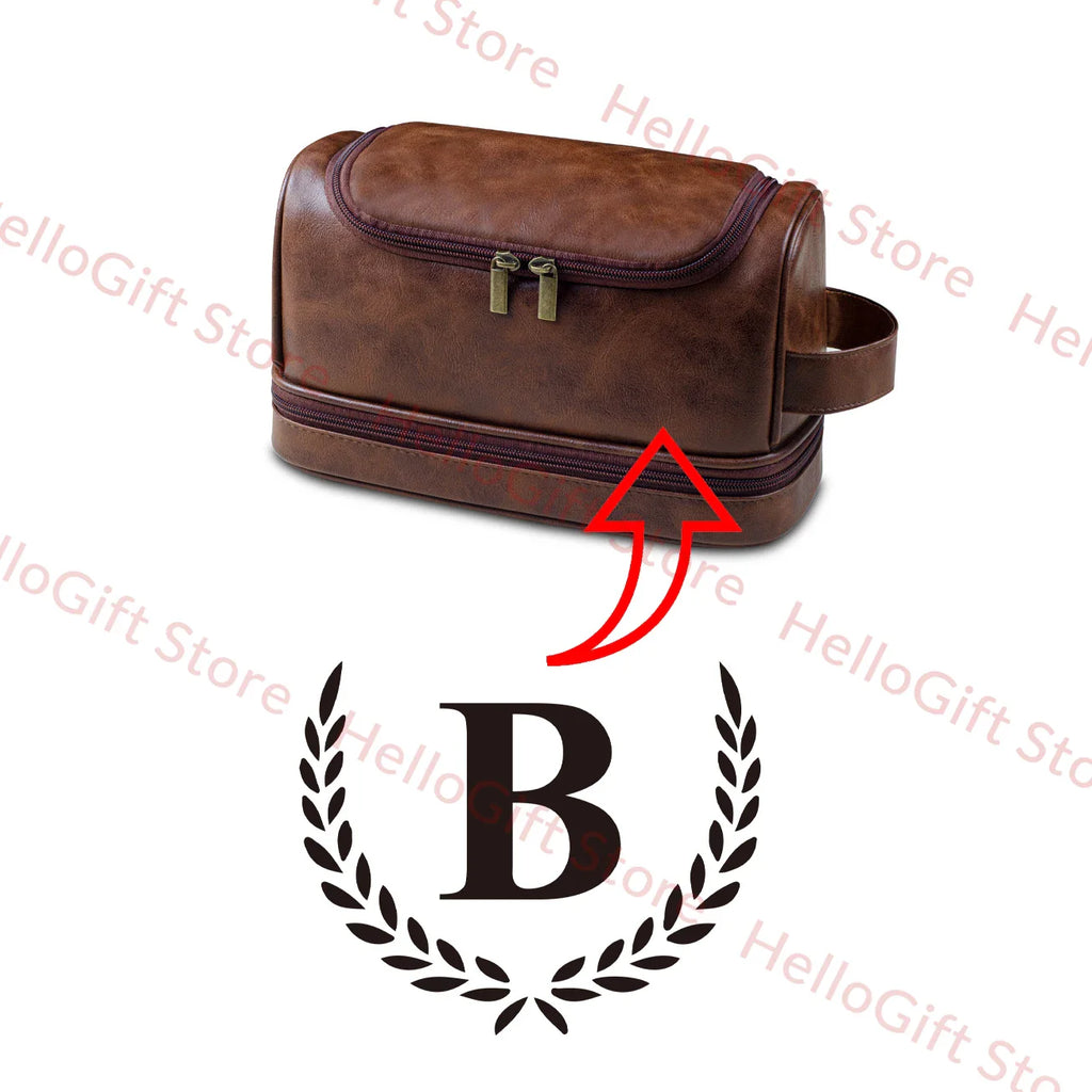 Personalized Waterproof Leather Travel Toiletry Organizer