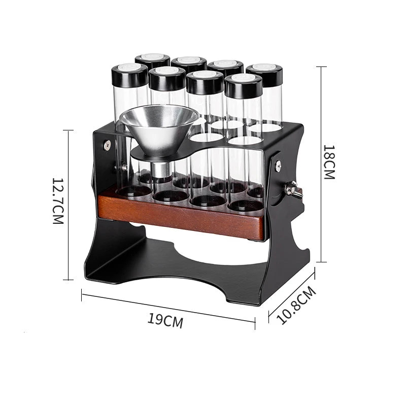 Elegant Glass Coffee Beans Storage Rack with Wooden Base - 8 Tubes