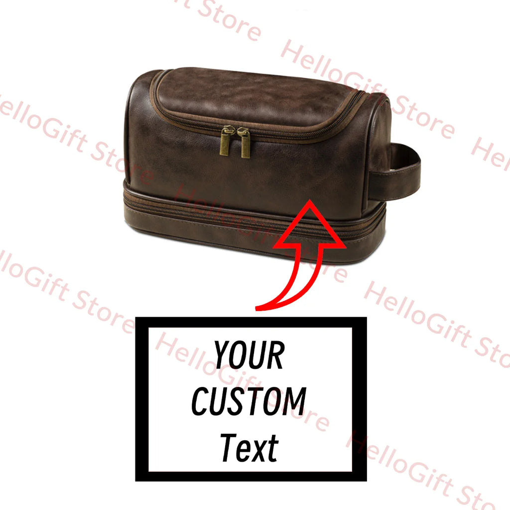Personalized Waterproof Leather Travel Toiletry Organizer