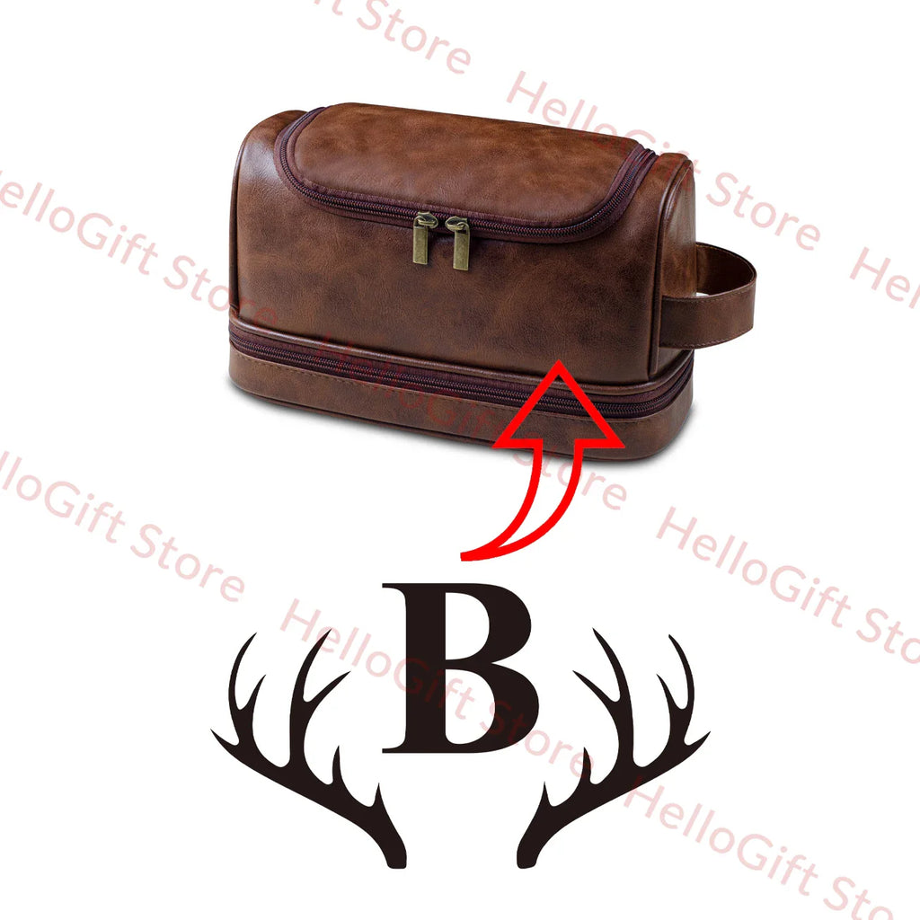 Personalized Waterproof Leather Travel Toiletry Organizer