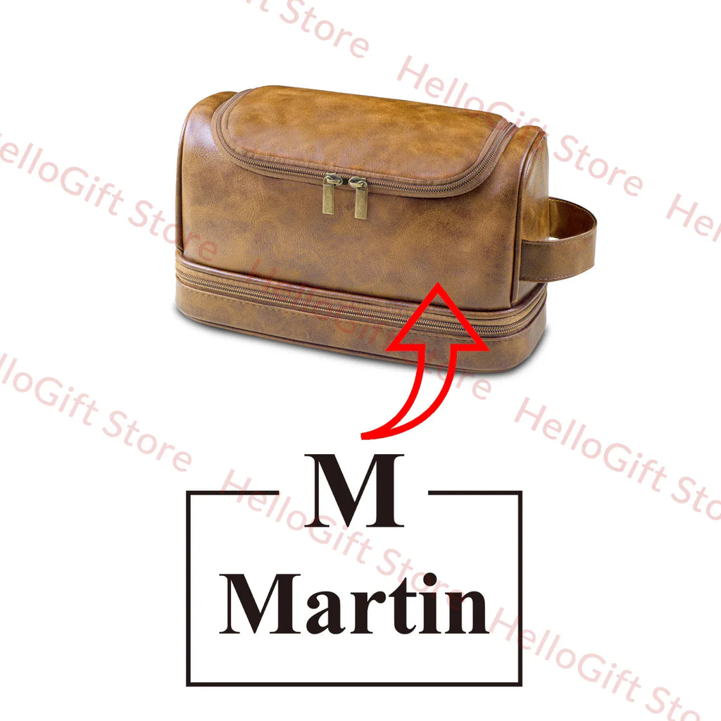 Personalized Waterproof Leather Travel Toiletry Organizer