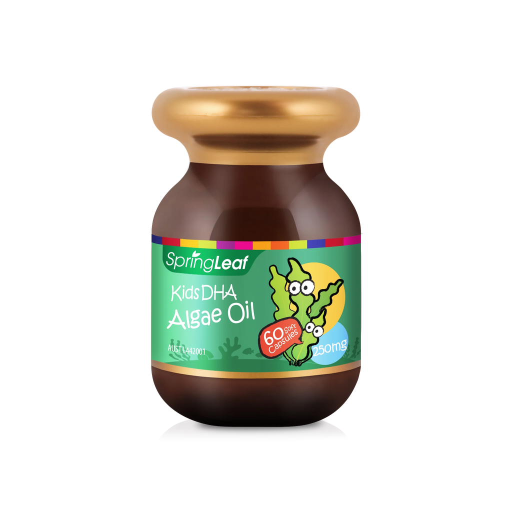 SpringLeaf Kids DHA Algae Oil - Brain & Eye Support - 60 Capsules
