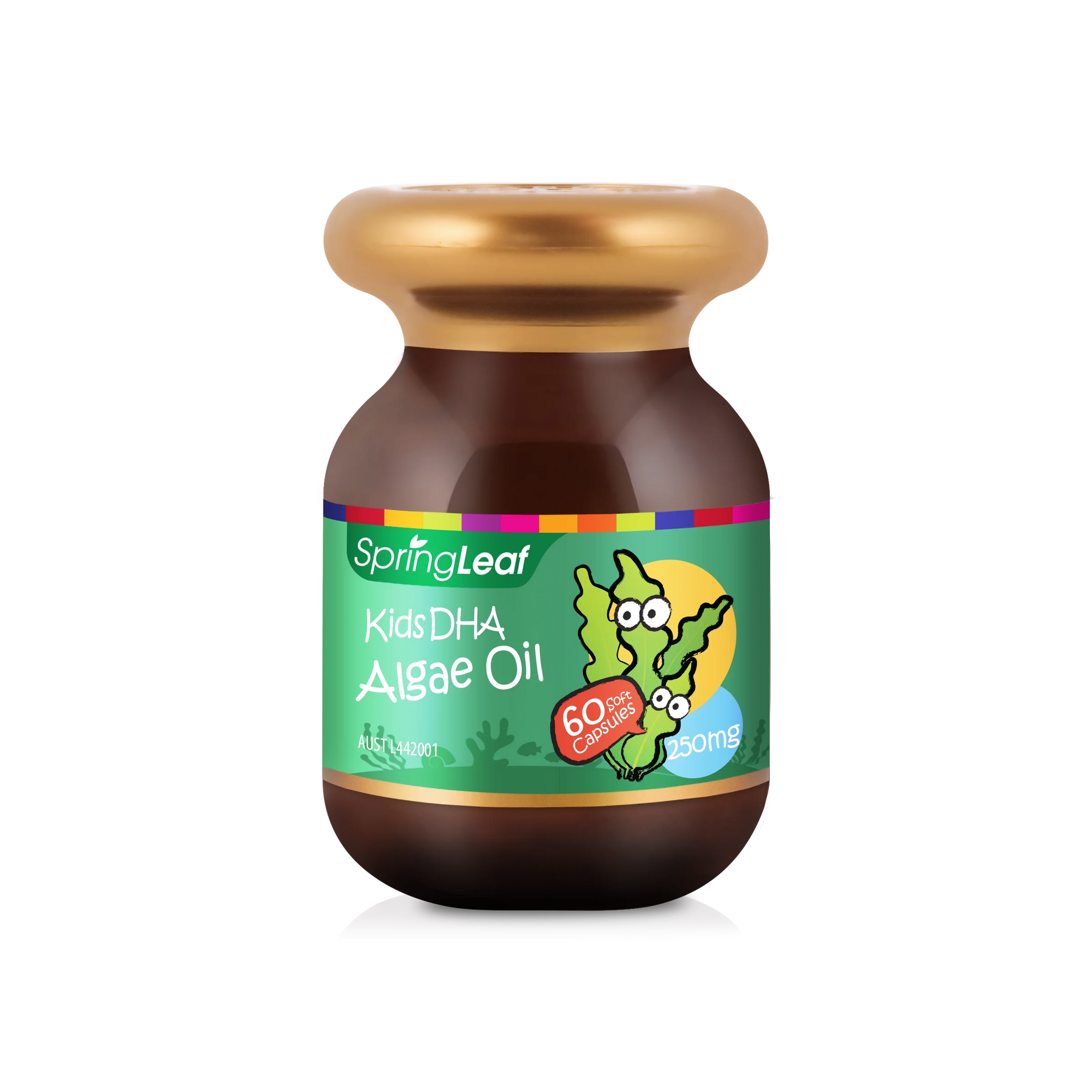 SpringLeaf Kids DHA Algae Oil - Brain & Eye Support - 60 Capsules