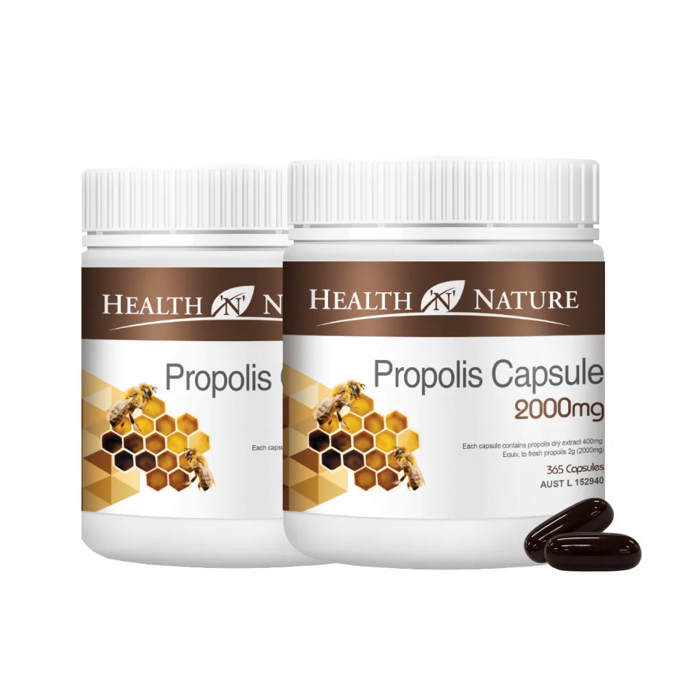 Health N Nature Propolis Capsules 2000mg - 365 Count for Immunity