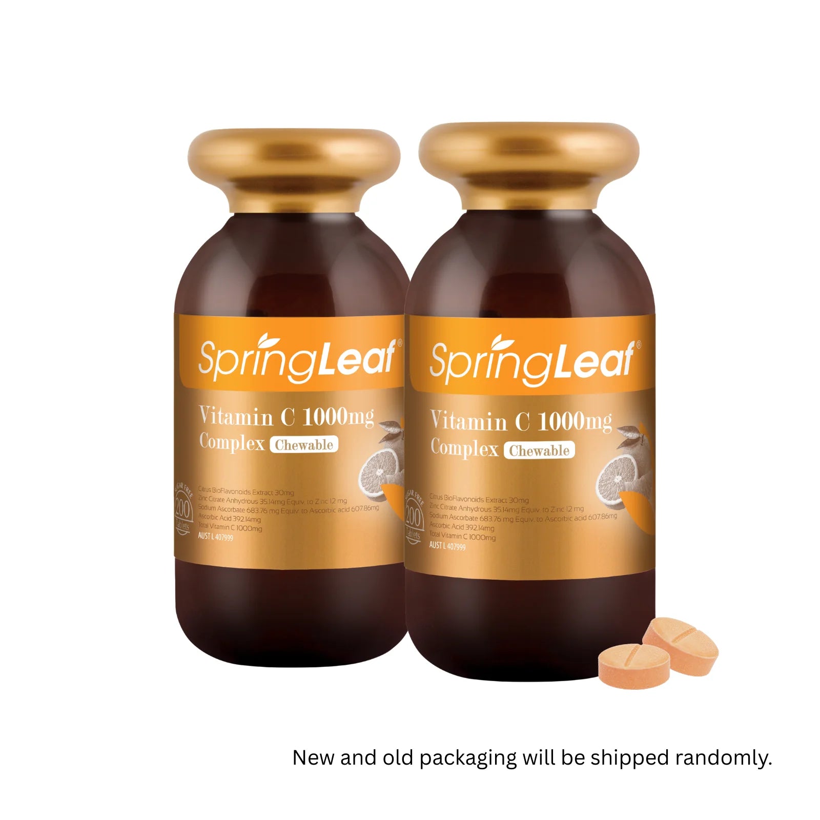 SpringLeaf Chewable Vitamin C 1000mg - 200 Tablets for Immune Support