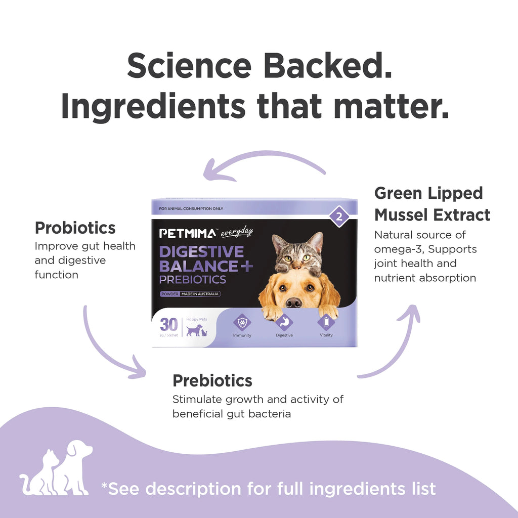 Petmima Probiotics & Prebiotics for Dogs & Cats | Digestive Wellness 30 Sachets