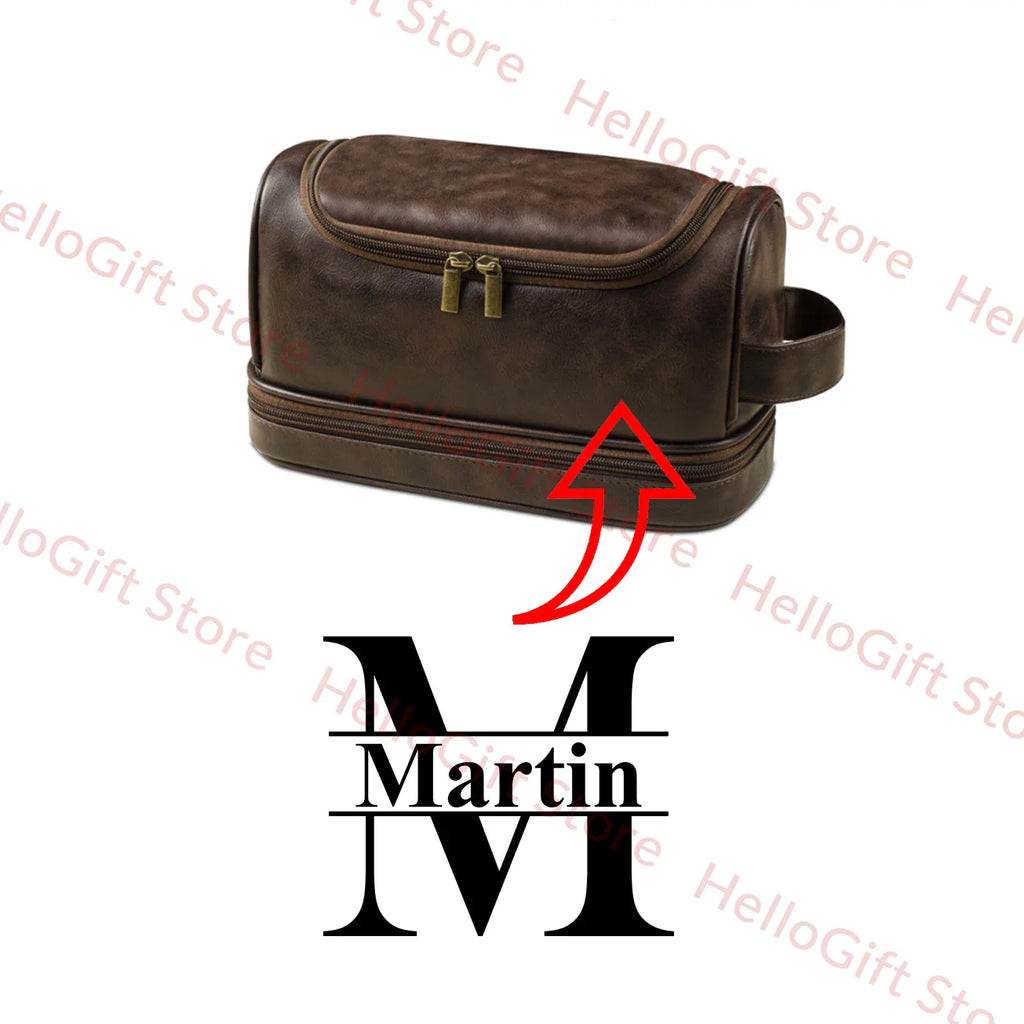 Personalized Waterproof Leather Travel Toiletry Organizer