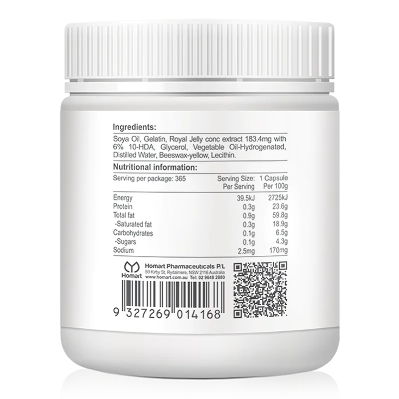 Premium Royal Jelly 1000mg – 365 Capsules for Enhanced Nutrition