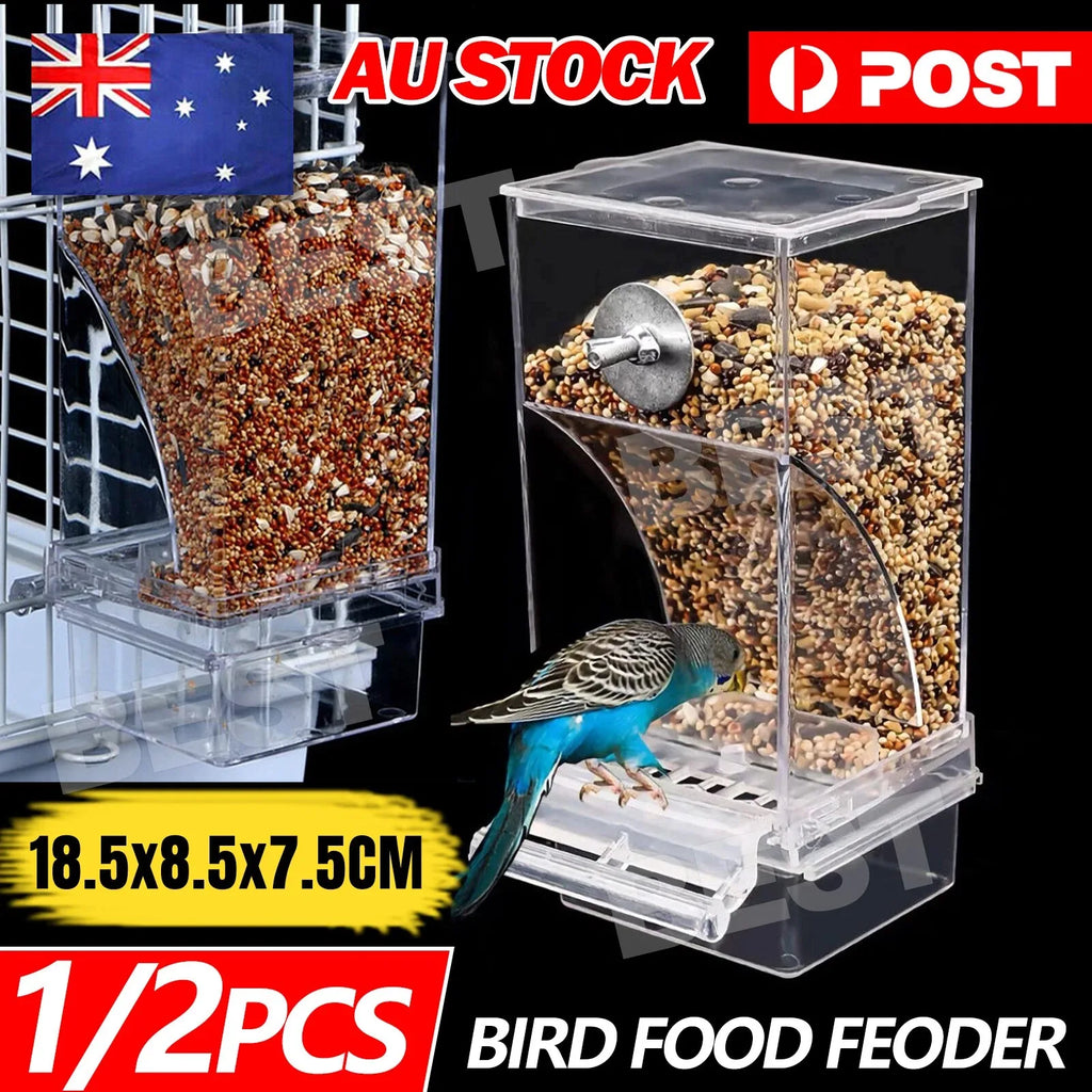 No Mess Automatic Bird Feeder for Parrots & Canaries - Easy Clean Design