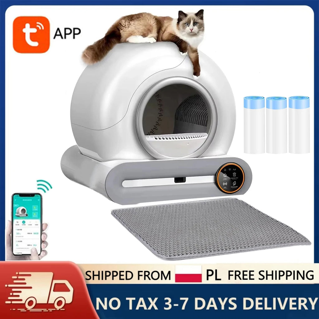 Automated Cat Litter Box with WiFi - Self-Cleaning, 65L Capacity