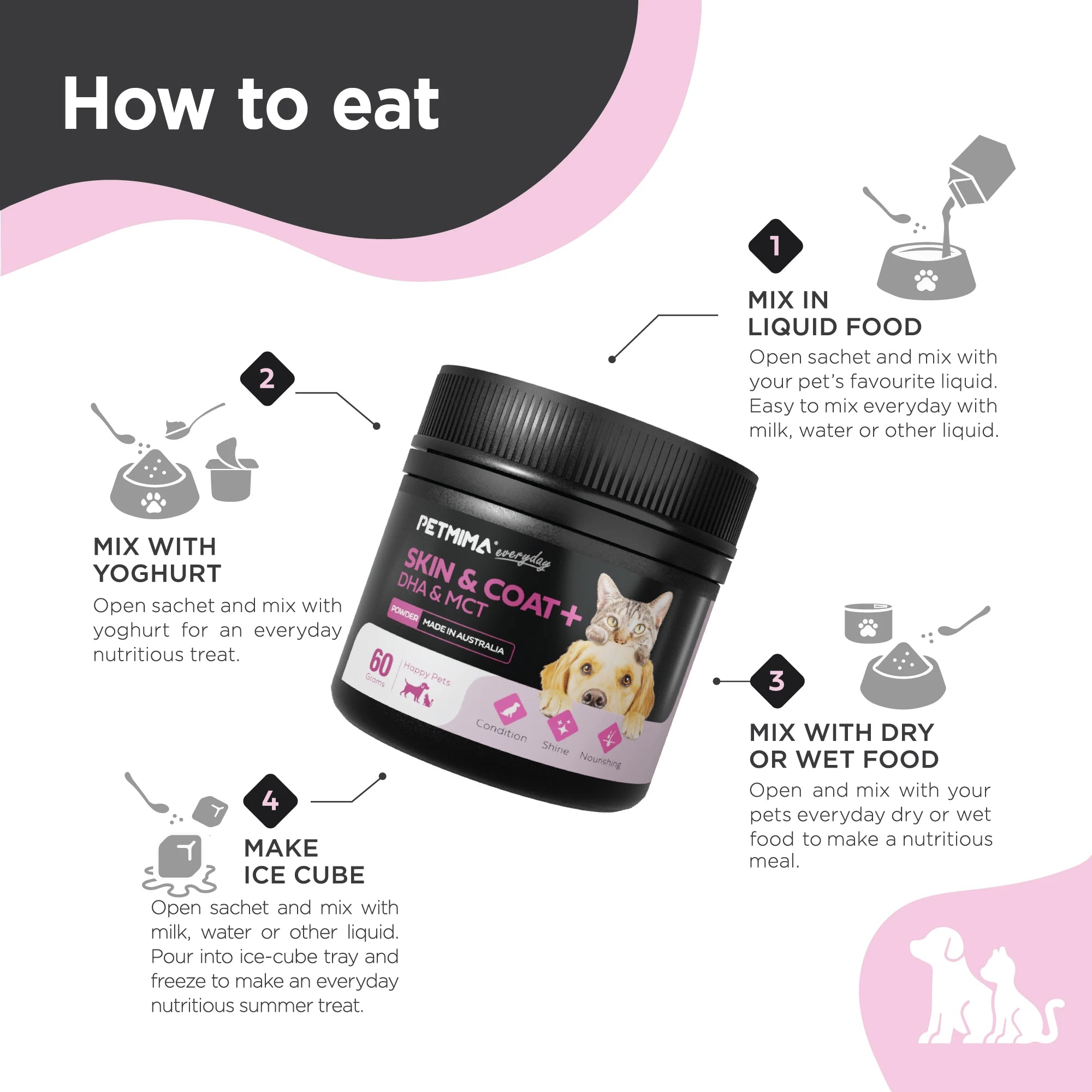 Petmima Skin & Coat Supplement with DHA & MCT for Dogs & Cats