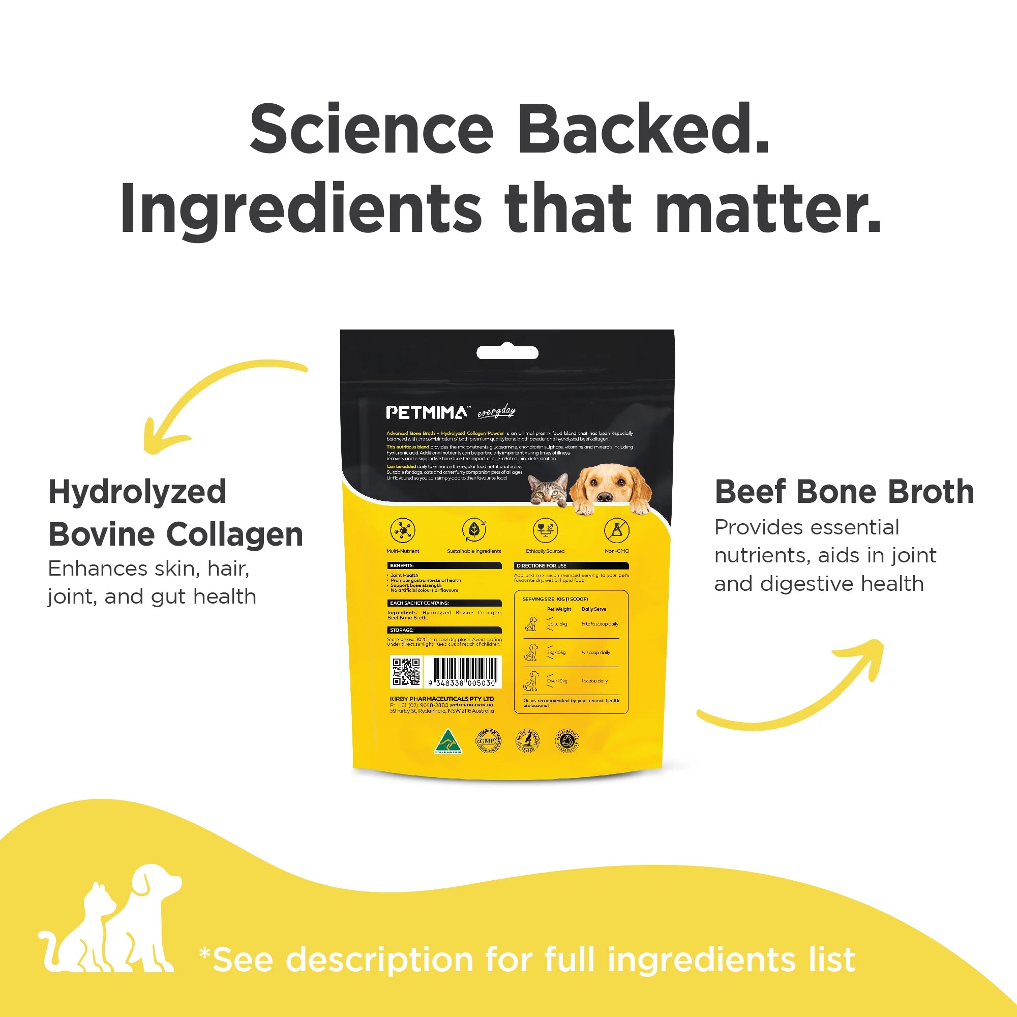 Petmima Joint Support Powder for Cats & Dogs | Bone Broth & Collagen