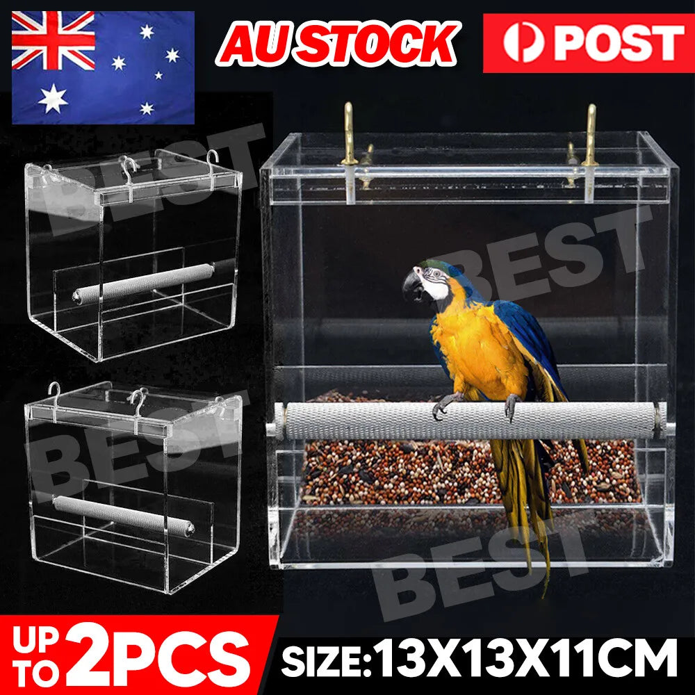 No-Mess Acrylic Parrot Feeder for Birds – Easy Clean & Durable