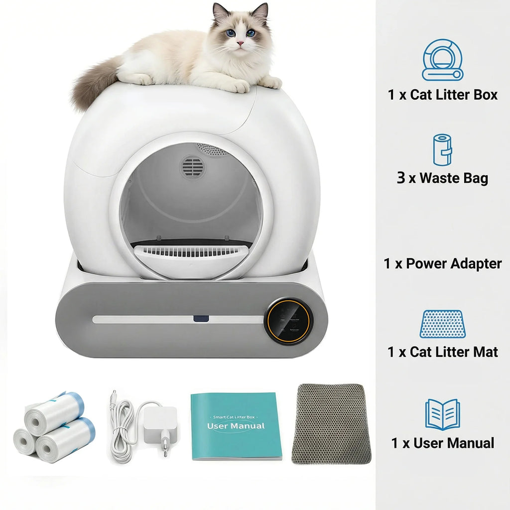 Automated Cat Litter Box with WiFi - Self-Cleaning, 65L Capacity
