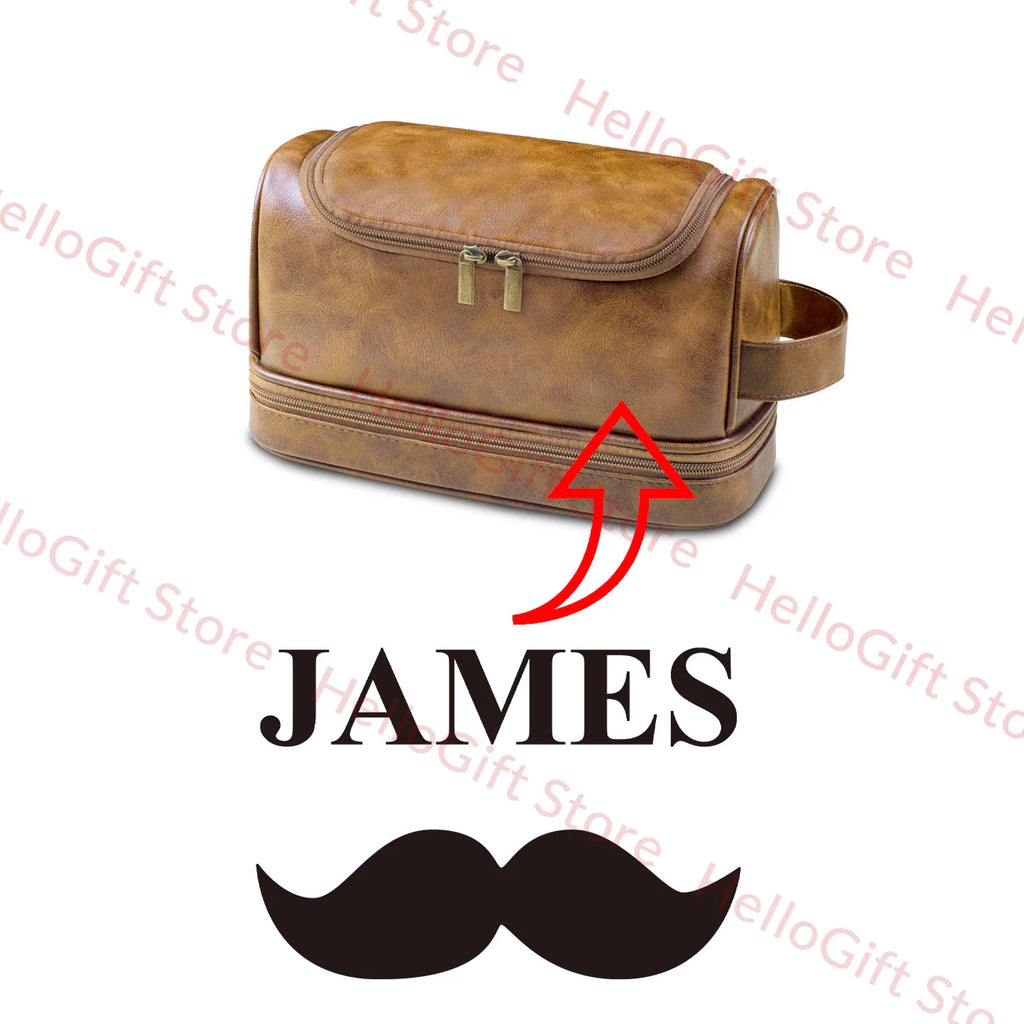 Personalized Waterproof Leather Travel Toiletry Organizer