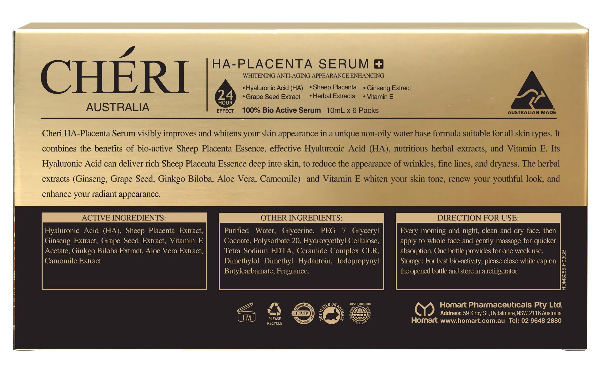 Whitening Anti-Aging HA-Placenta Serum - 10ml x 6 Bottles