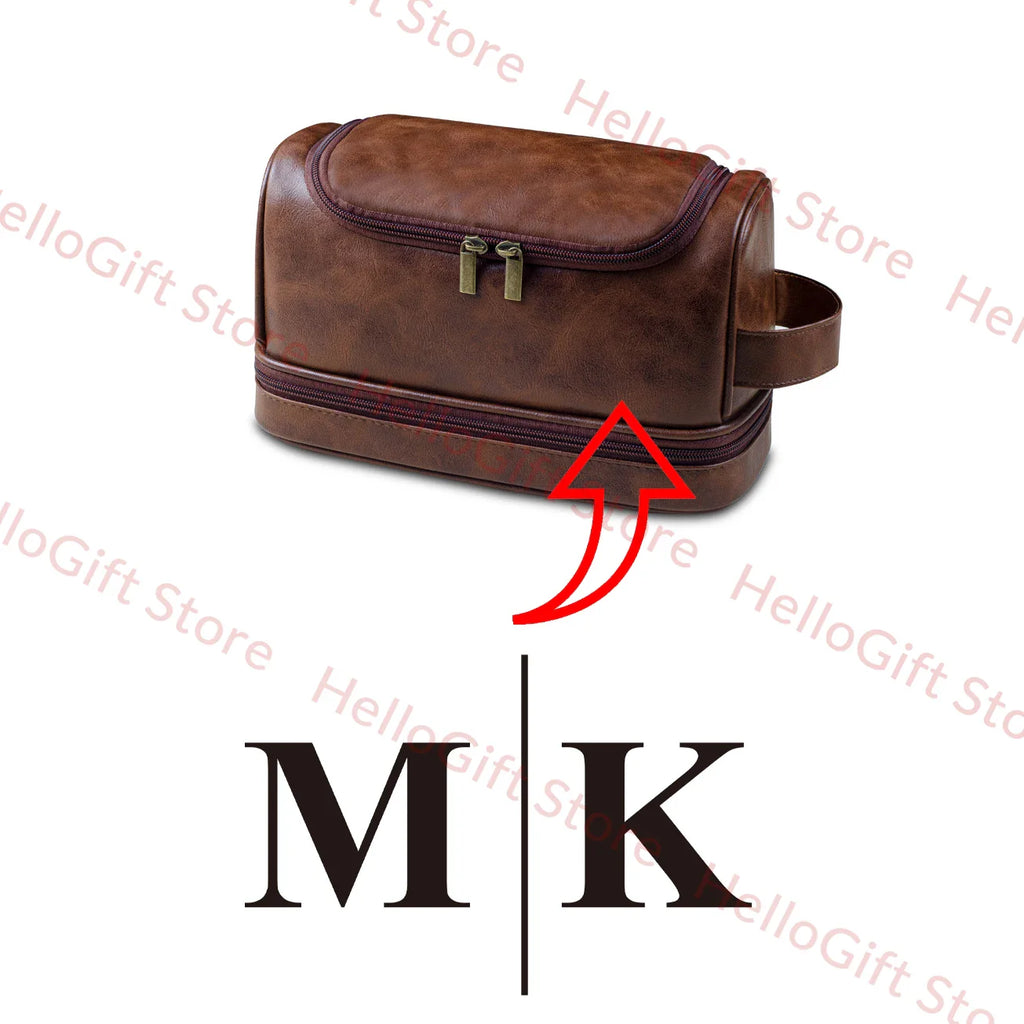 Personalized Waterproof Leather Travel Toiletry Organizer