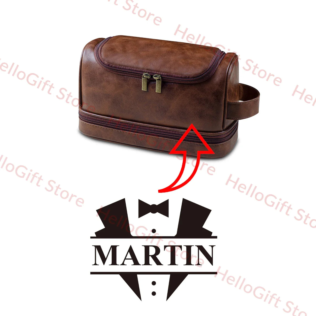 Personalized Waterproof Leather Travel Toiletry Organizer