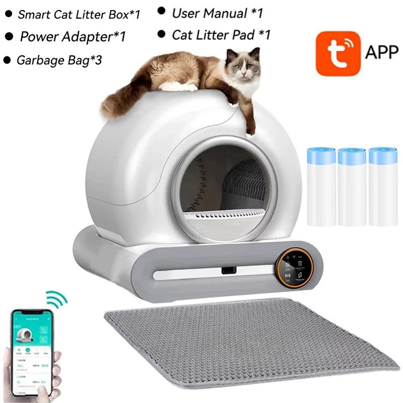 Automated Cat Litter Box with WiFi - Self-Cleaning, 65L Capacity