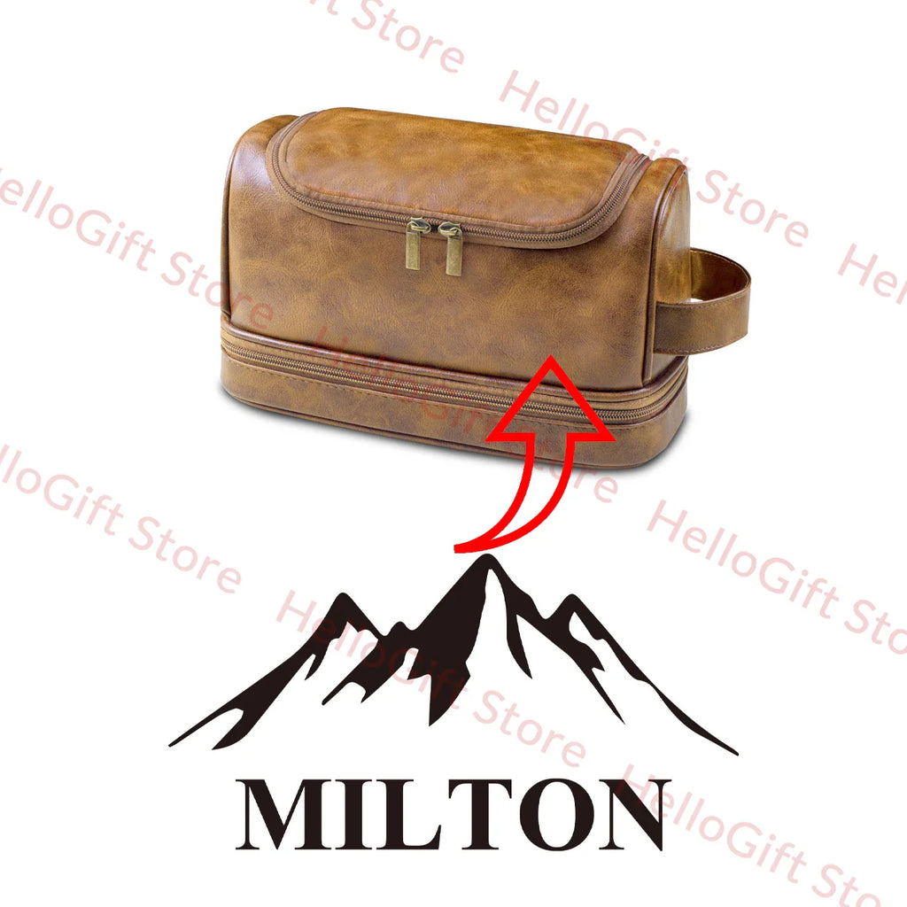 Personalized Waterproof Leather Travel Toiletry Organizer