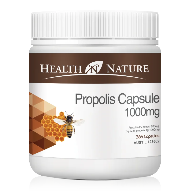 Health N Nature Propolis Capsules 1000mg - Immune Support - 365 Count