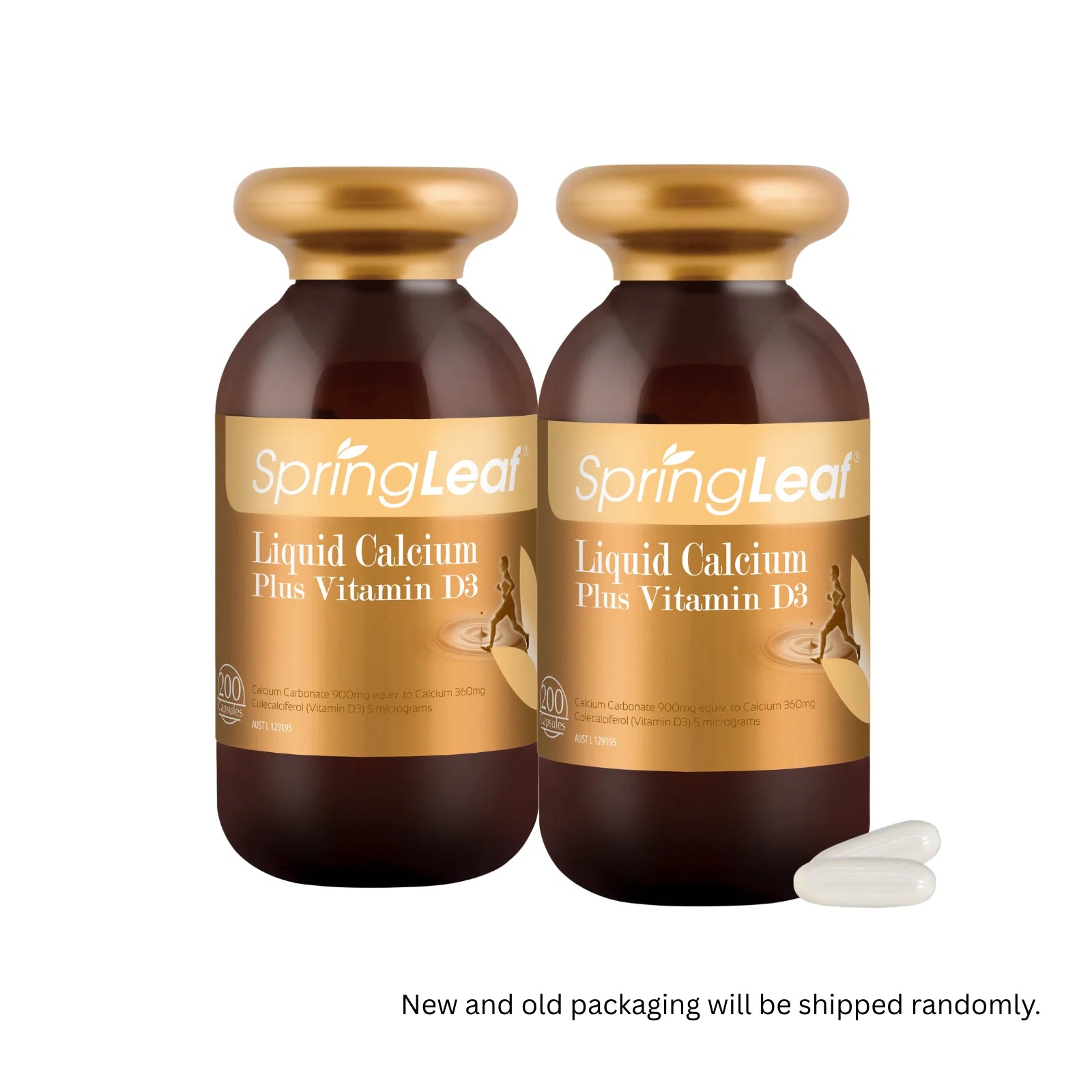Homart SpringLeaf Liquid Calcium + Vitamin D3 - 200 Capsules for Strong Bones
