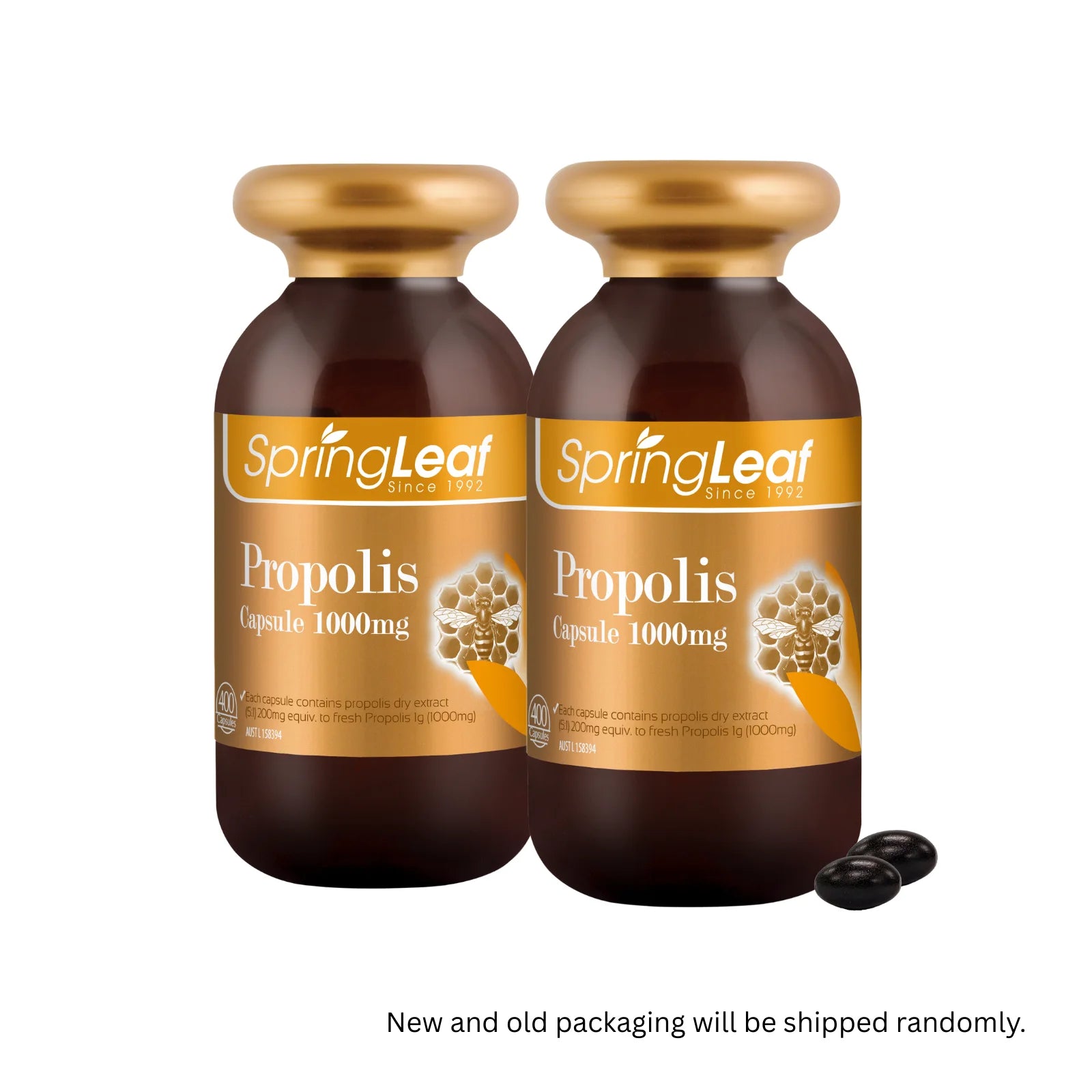 SpringLeaf Propolis Capsules 1000mg - 400 Count for Immune Support