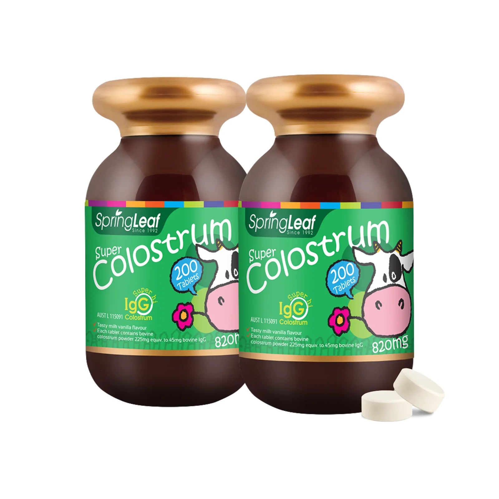 SpringLeaf Kids Super Colostrum 820mg - 200 Tablets for Growth & Immunity