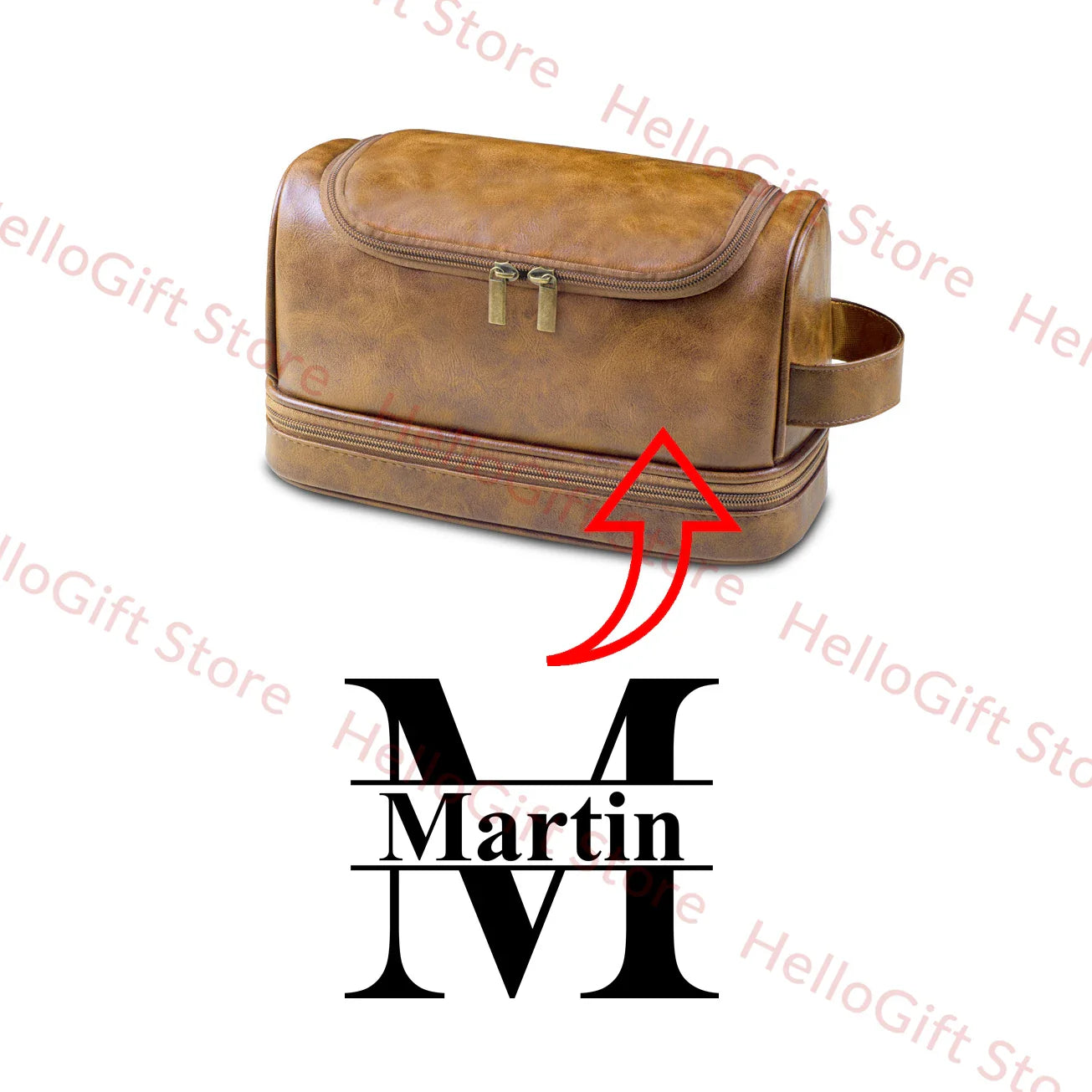Personalized Waterproof Leather Travel Toiletry Organizer
