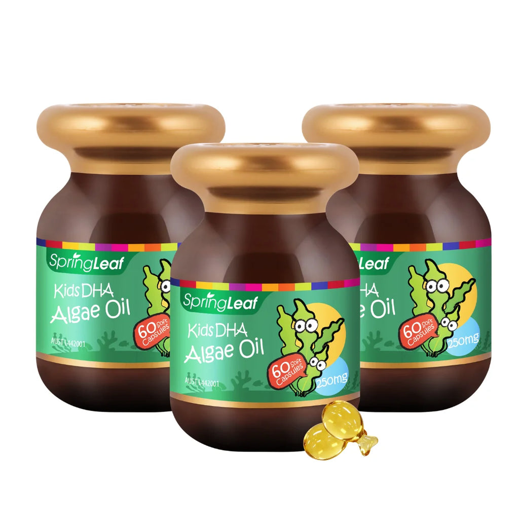 SpringLeaf Kids DHA Algae Oil - Brain & Eye Support - 60 Capsules