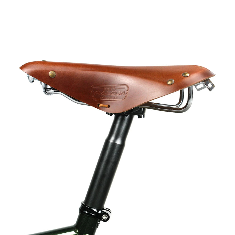 WALGUN Retro Leather Bicycle Saddle for Vintage & Electric Bikes