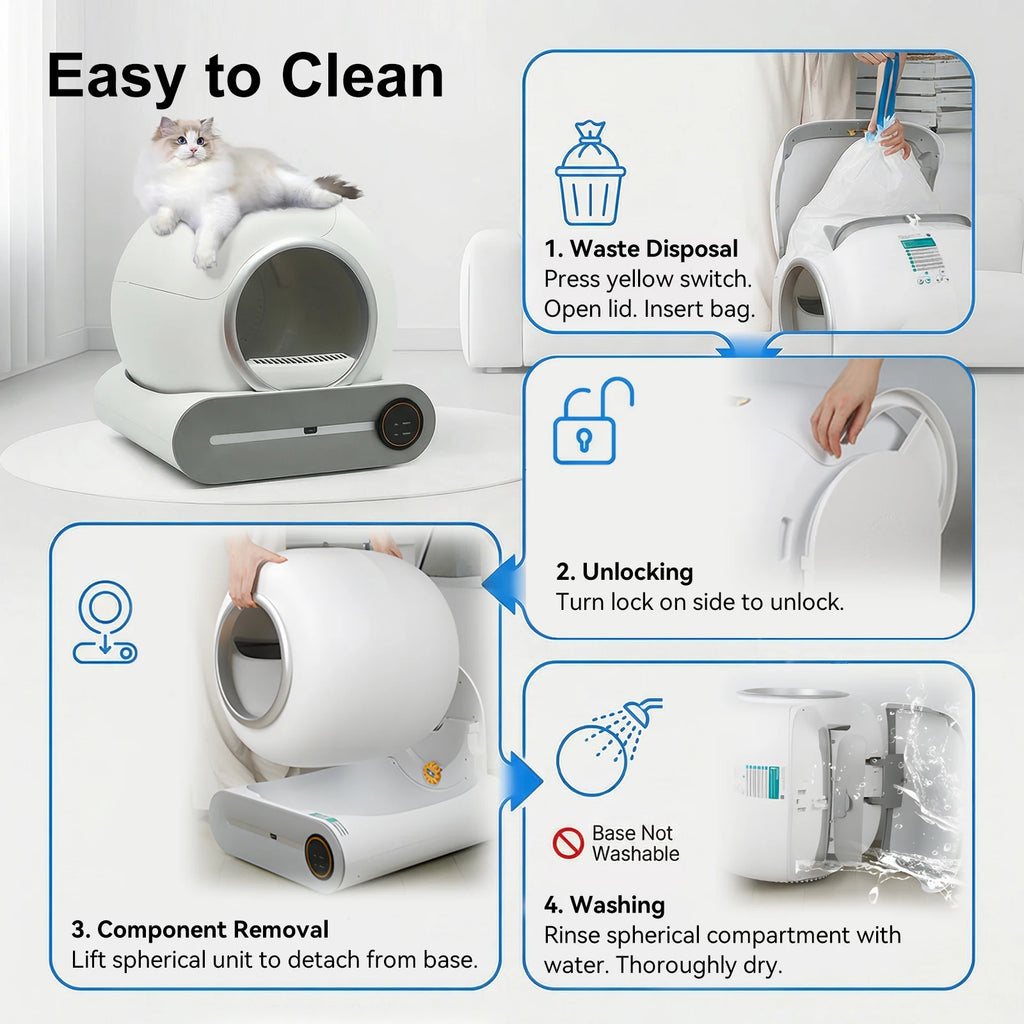 Automated Cat Litter Box with WiFi - Self-Cleaning, 65L Capacity