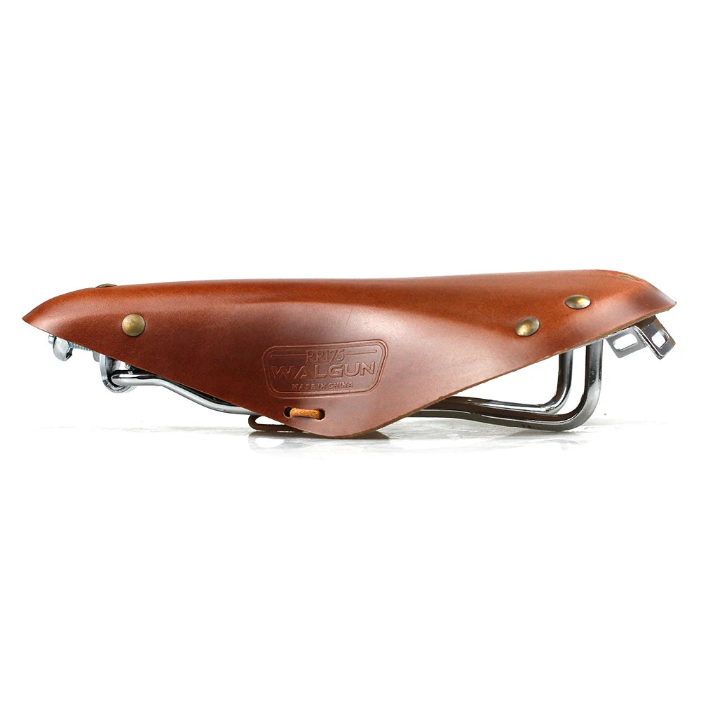 WALGUN Retro Leather Bicycle Saddle for Vintage & Electric Bikes
