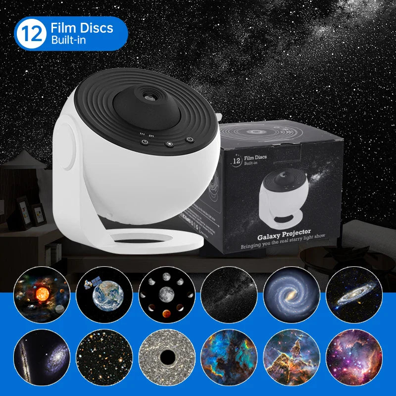AUSYLE 360° Rotating Galaxy Light Projector for Kids - 12 Projections