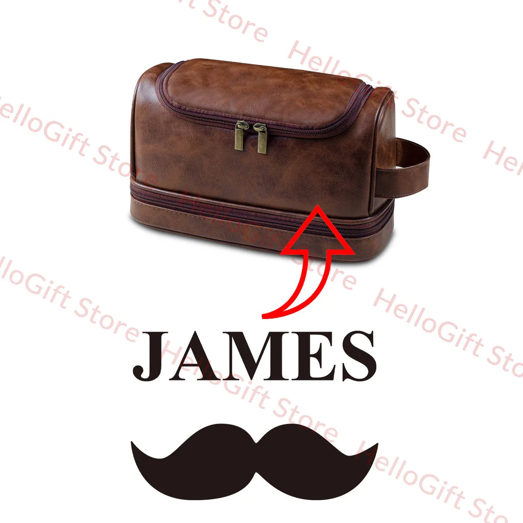 Personalized Waterproof Leather Travel Toiletry Organizer