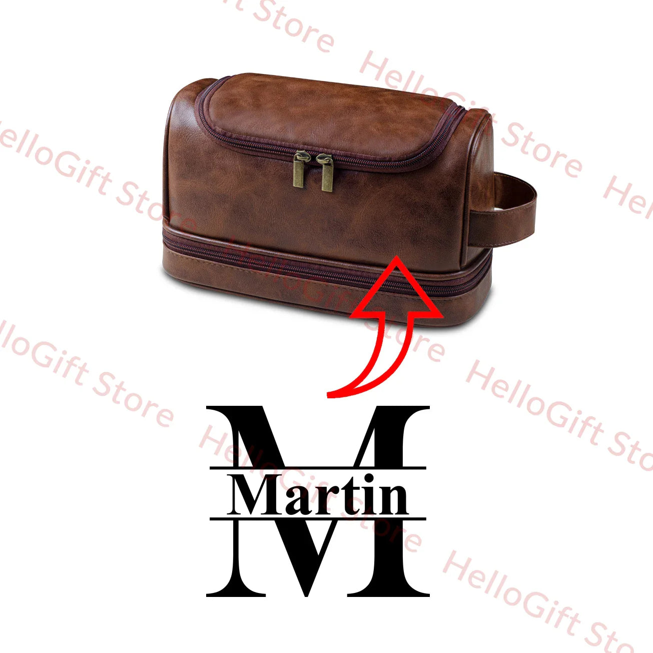 Personalized Waterproof Leather Travel Toiletry Organizer