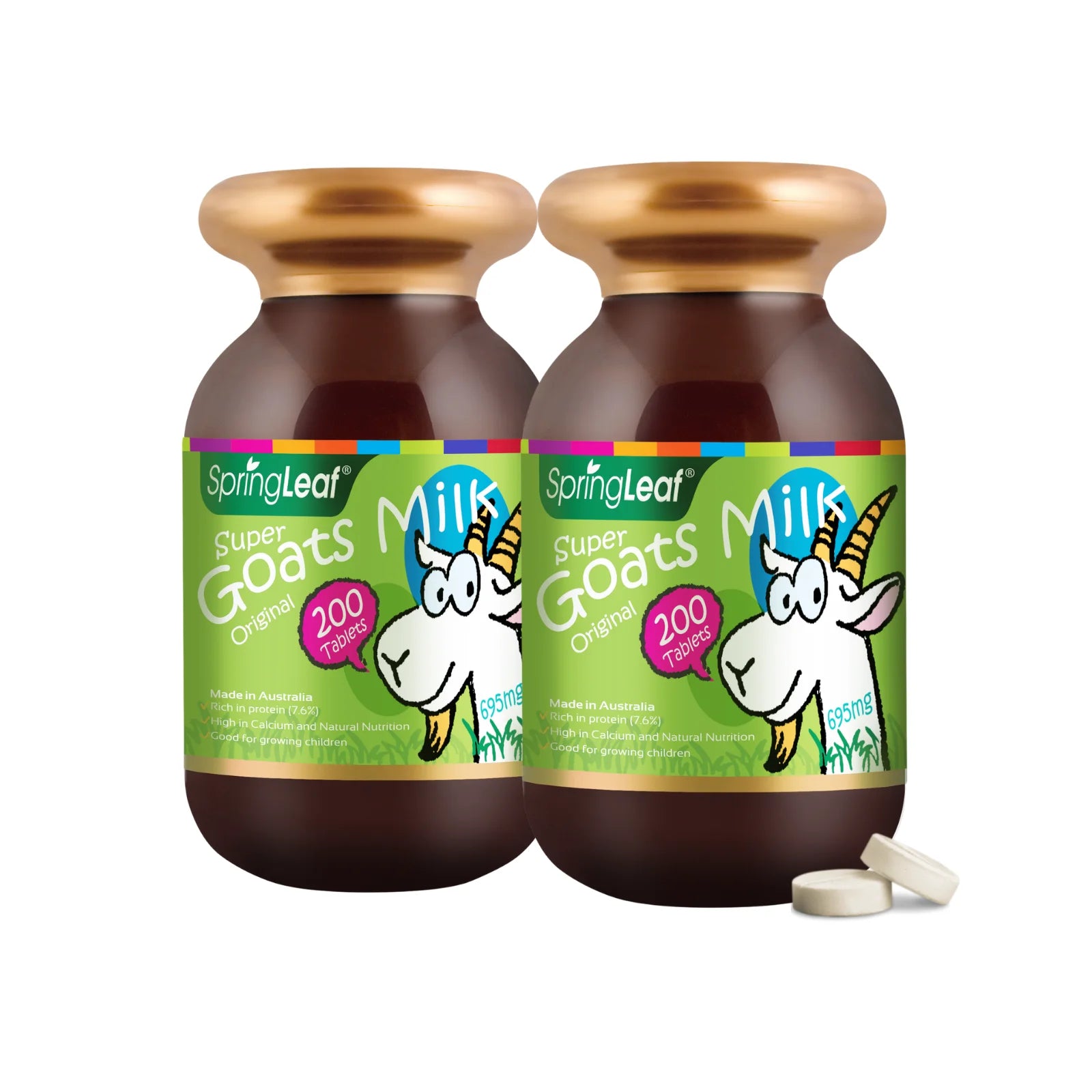 Spring Leaf Super Goat's Milk Tablets - 200 Nutrient-Rich Tablets